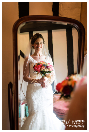 Shot of bride in the mirror