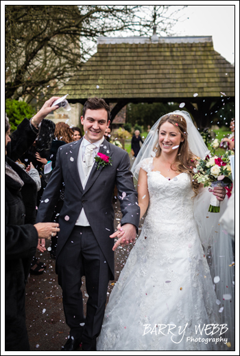 The Bride and Groom getting covered