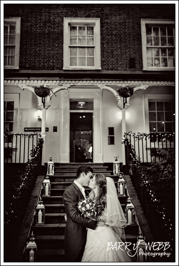 The happy couple at the entrance
