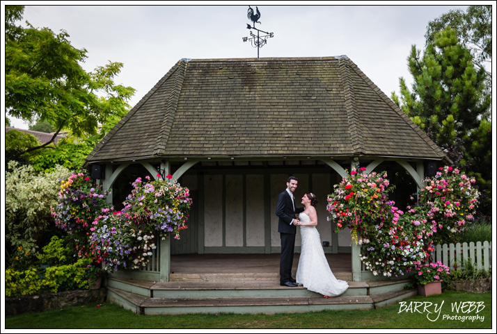 The beautiful rear gardens of Cooling Castle Barn