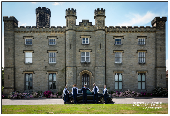 The Groom and his groomsmen posing outside Chiddingstone Castle