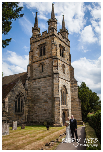 Wedding couple outside the church