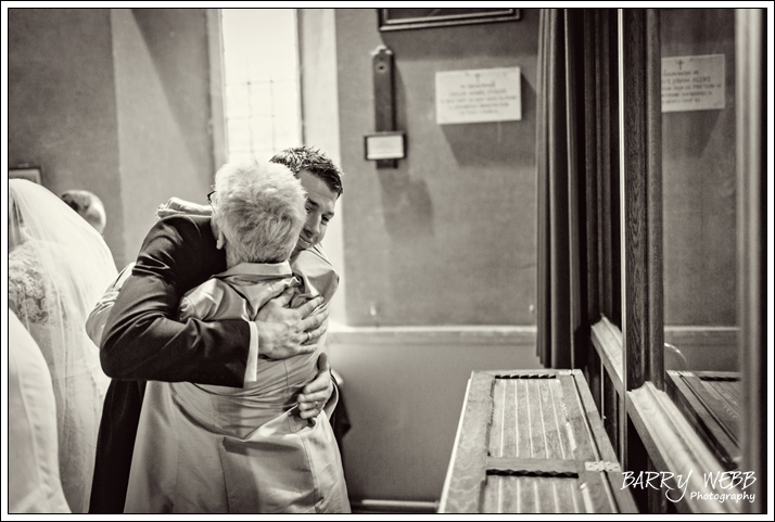 Hugs with Mum - Wedding at St Giles' Church in Shipboourne